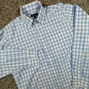 Johnnie-O Men's Large Blue & White Check Plaid Button Down Dress Shirt Preppy
